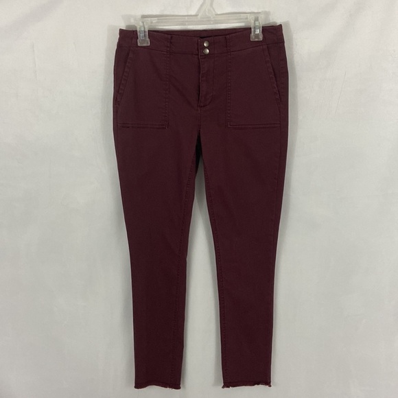 Tinsel Women’s Jeans Burgundy Size 28 (28 x 26) Rough Hem Mid Rise Straight Leg - Picture 2 of 11